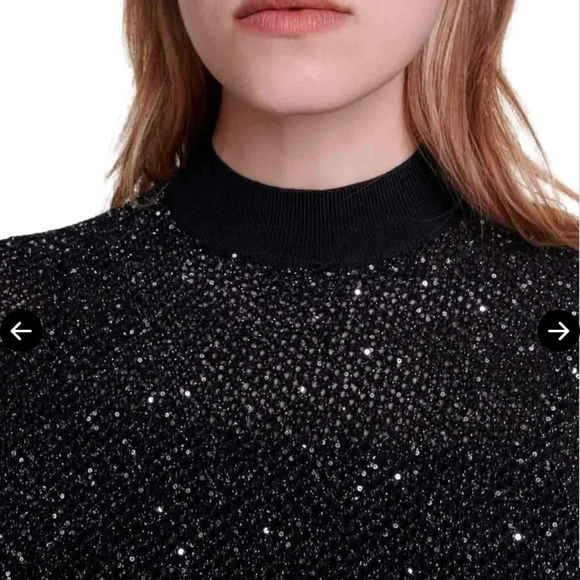 Maje Black Sparkle Long Sleeve Dress - Picture 5 of 7